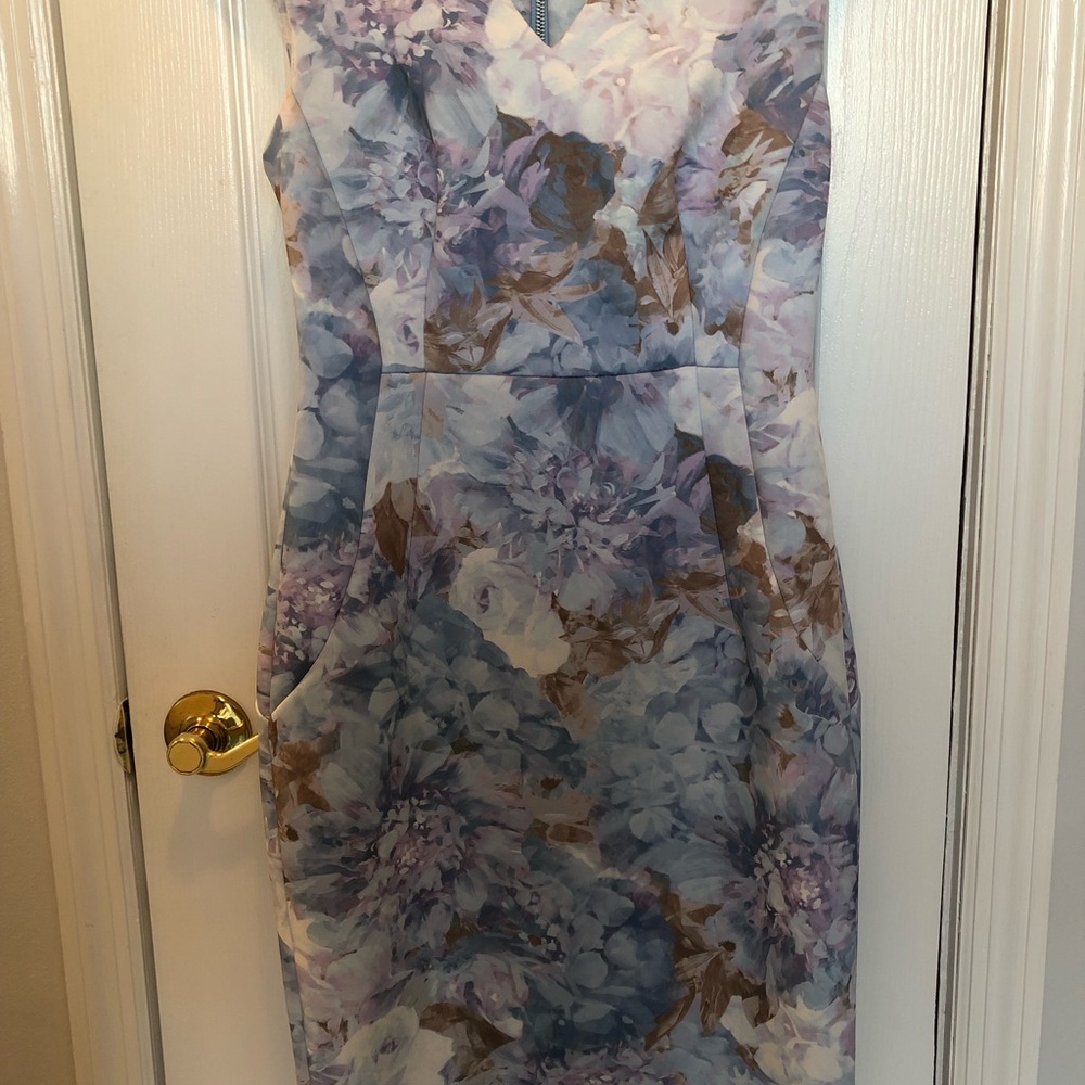 Calvin Klein Floral Blue and Brown Women's Dress